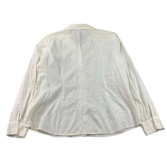 Vintage David Brooks Button Down Shirt Women L White Long Sleeve Embroidery - Picture 2 of 8